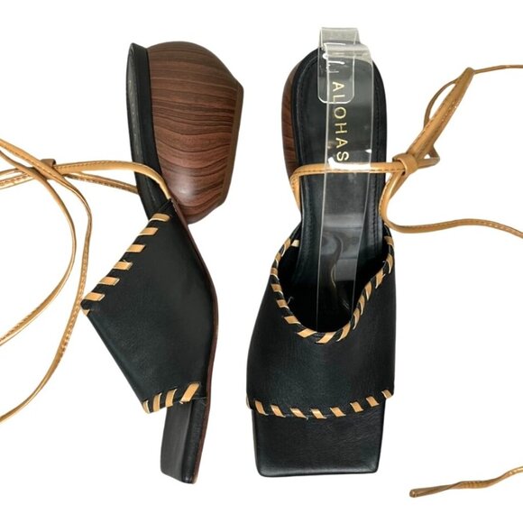 ✨ ALOHAS Black Kitty Leather Lace-Up Sandals - Size 38 (US 7) Sold Out! - Picture 6 of 15